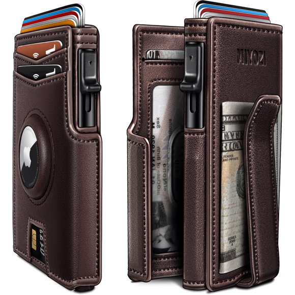 Cartera MIYOZI Airtag para hombre con clip para billetes, 10 tarjetas, bloque RFID
