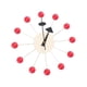 thumbnail image 2 of Reloj de pared con forma de bola Starburst, de mediados de siglo, silencioso, para colgar en la pared, para oficina y comedor. Bola roja, 2 of 9