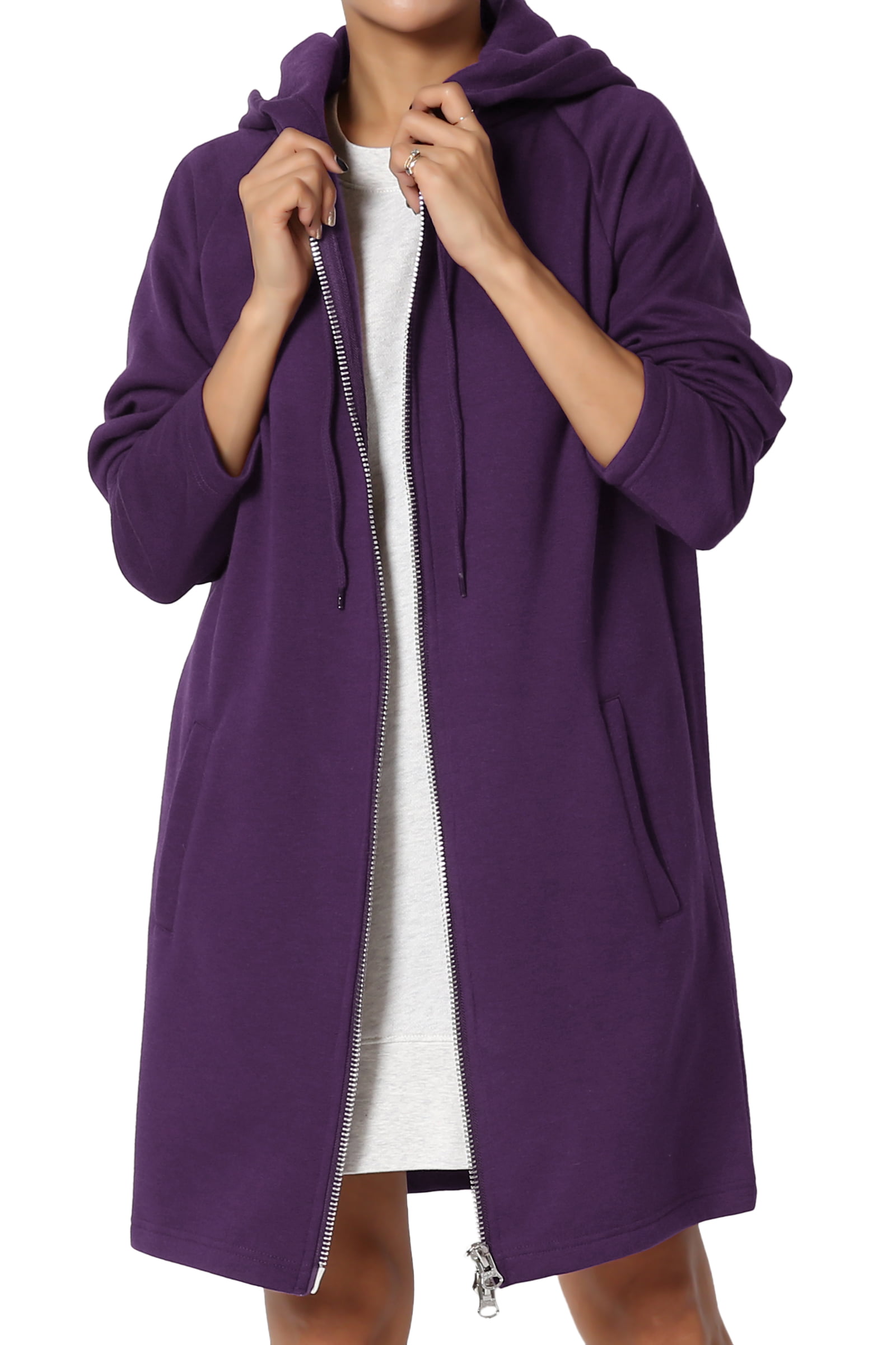 TheMogan Women's S~3X Oversized Hoodie Full Zip Up Long Sleeve Fleece