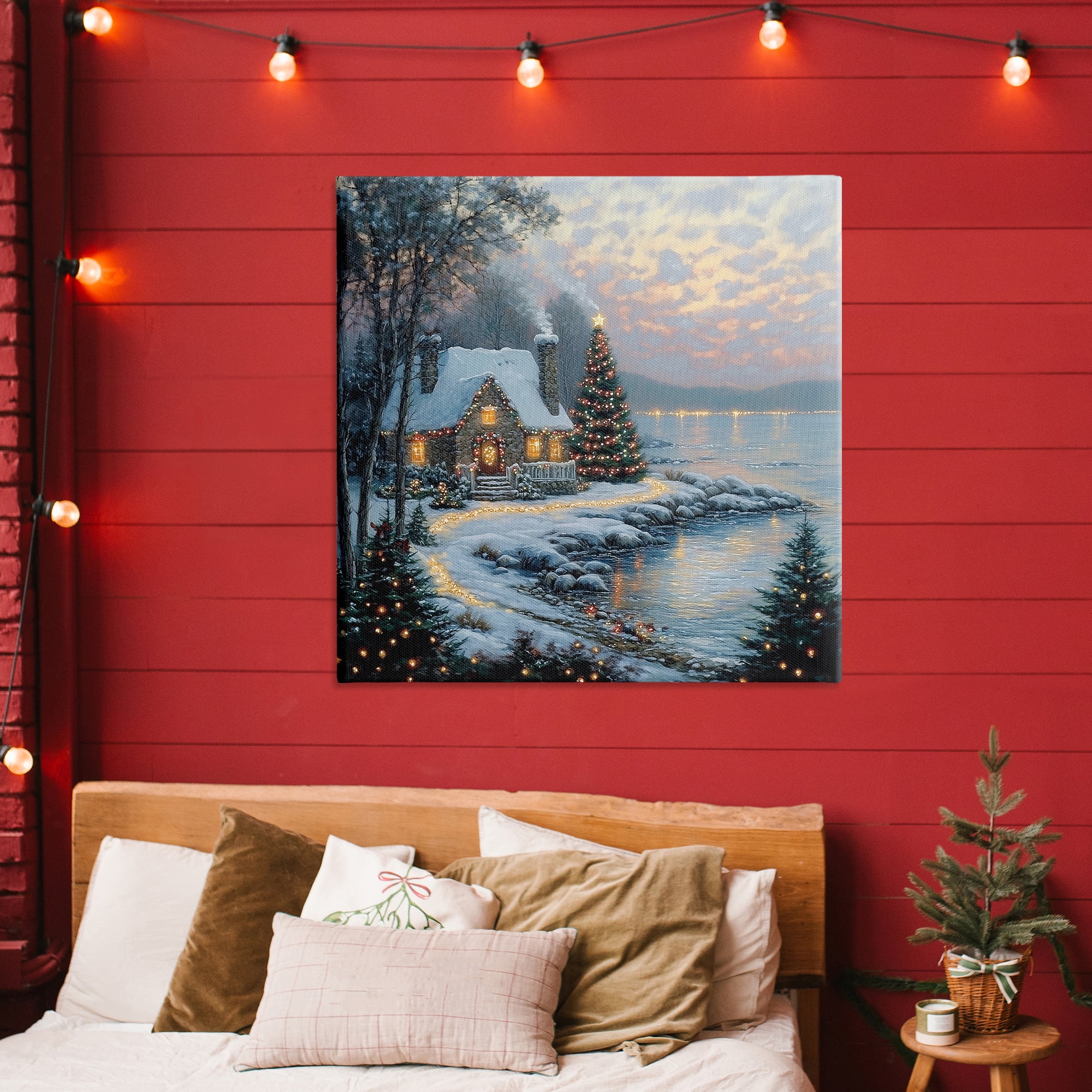 Stupell Industries Snowy Lit Cottage by Lake Canvas Wall Art, design by Heidi Kuntz