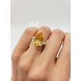 thumbnail image 5 of 16x12MM Dark Canary Yellow Pear Cut 5A Quality Cubic Zirconia, Statement Engagement Wedding Ring, Sterling Silver, 5 of 5
