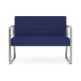thumbnail image 2 of Waterfall Reception Waiting Room Sled Base Loveseat / Silver Steel / Blue, 2 of 5