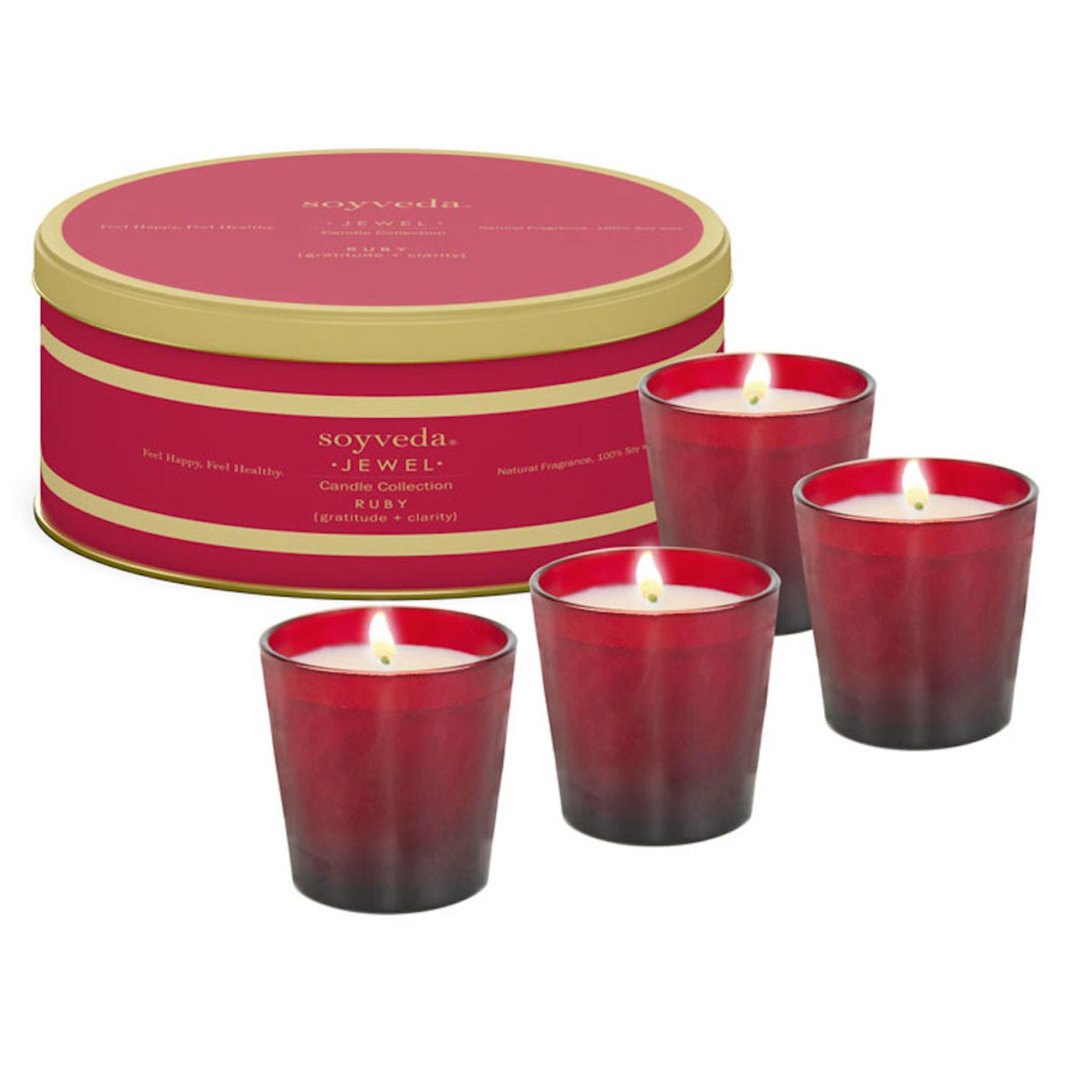 Candle Holders & Accessories Home Décor Pair of Ruby Flash Glass