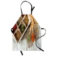 thumbnail image 1 of Spice Apron, Shot of Spices Assortment in Wooden Spoons and Box Cultural Food, Unisex Kitchen Bib with Adjustable Neck for Cooking Gardening, Adult Size, Multicolor, by Ambesonne, 1 of 4