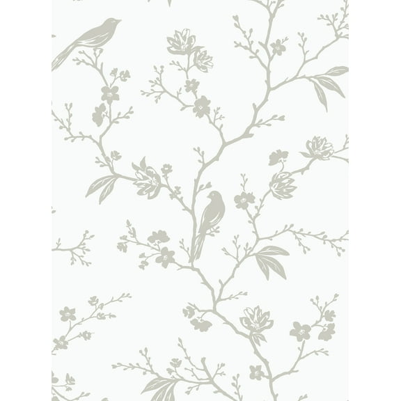 NextWall Nickel Songbird Chinoiserie Peel and Stick Wallpaper