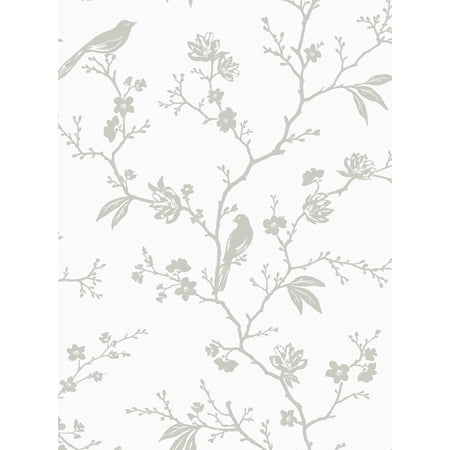 NextWall Nickel Songbird Chinoiserie Peel and Stick Wallpaper