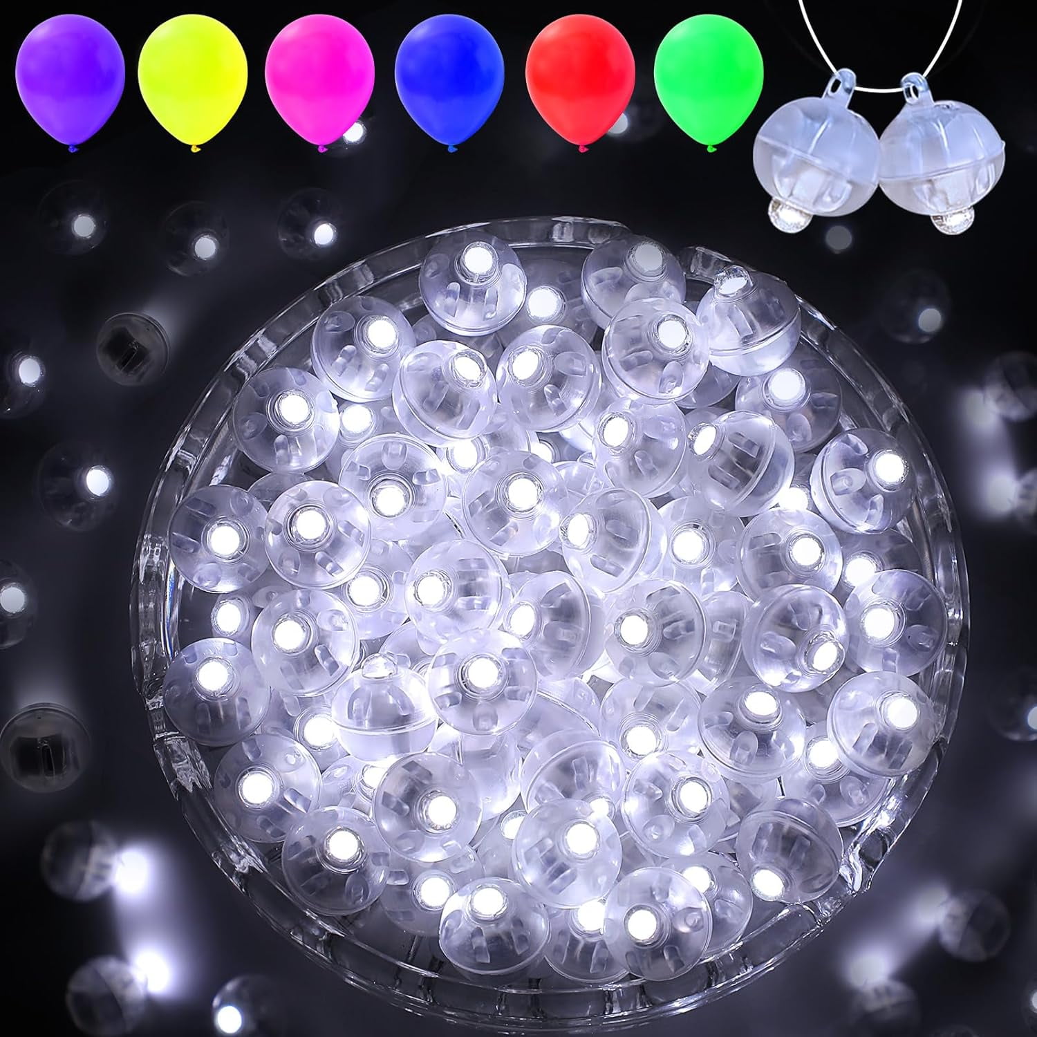 100PCs Mini Led Lights with Hook Waterproof Round Tiny Led Light for Party Decorations Neon Party Lights，White 23QQD