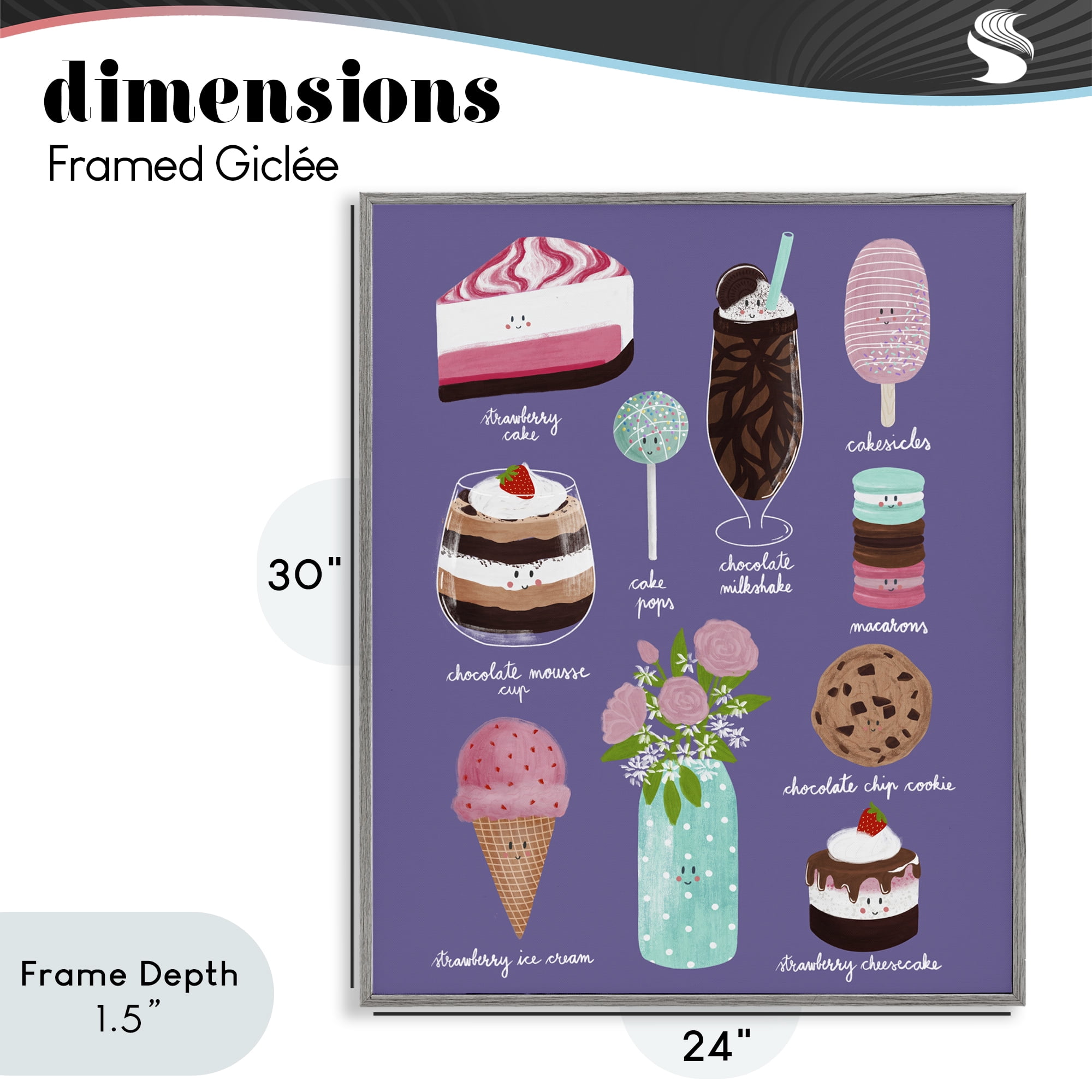Stupell Industries Decadent Desserts & Flowers Gray Framed Giclee Art, design by Metka Hiti