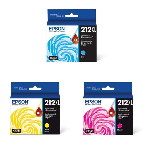 Cartuchos de tinta Epson T212 Claria de alta capacidad cian/amarillo/magenta