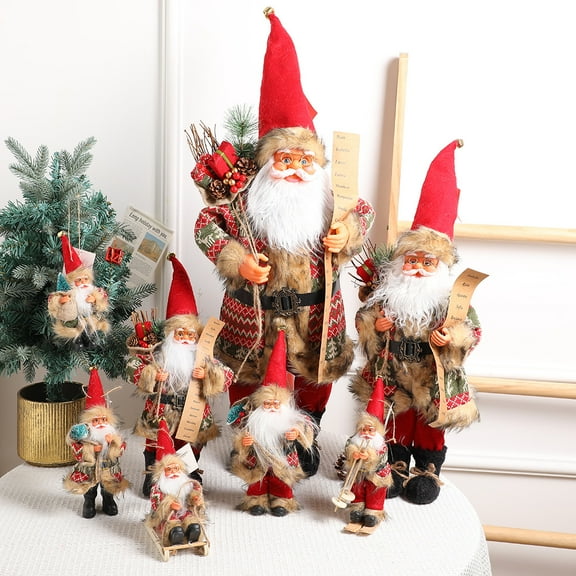 8Pcs Christmas Santa Claus Dolls Standing Santa Claus Figurine Christmas Figurine Figure Decor for Holiday Party Home Decoration