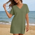 thumbnail image 7 of Womens Swimsuit Cover Up Short Sleeve V Neck Bathing Suit Civerup Summer Casual Beach Dresses Plus Size Fashion, 7 of 7
