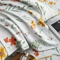 thumbnail image 5 of Botanical Floral Duvet Cover Queen Size Green Leaves Yellow Flowers Printed on White Reversible Striped Bedding Set Soft Microfiber Garden Style Comforter Cover, 5 of 7