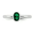 thumbnail image 4 of Sterling Silver Oval Created Emerald Ring, 4 of 5