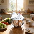 thumbnail image 5 of Chicken Egg Basket Black Wire with Ceramic Lid, Egg Holder for Gathering Fresh Eggs, Decorative Farmhouse Egg Storage Container for Kitchen Countertop, Ceramic Egg Storage Basket Organizer, 5 of 6