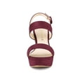 thumbnail image 6 of BLISSFUL STEP Women Platform Slingback Block Heeled Sandals Burgundy 6, 6 of 6