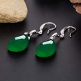 thumbnail image 5 of Pendientes de jade verde Calcedonia Gota de agua Pendientes de encanto Joyería de jadeíta tallada Joyería de lágrima verde esmeralda, 5 of 5