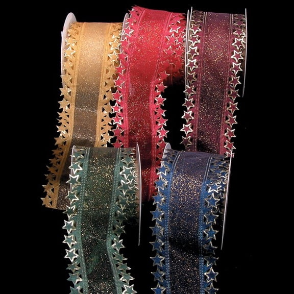 Gold Star Edge Wired Craft Ribbon 2.5" x 20 Yards