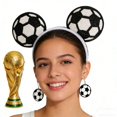 thumbnail image 2 of Set de pasadores de pelo de fútbol americano de plástico, diadema, pendientes y tatuajes temporales para niñas, decoración de moda para fiestas deportivas, 2 of 6