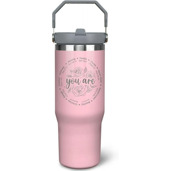 Christian Gifts For Women - Motivational Religious Catholic Birthday Mothers Day Christmas Gifts for Her Inspirational 30 oz Insulated Stainless Steel Tumbler with Handle Cup Mug