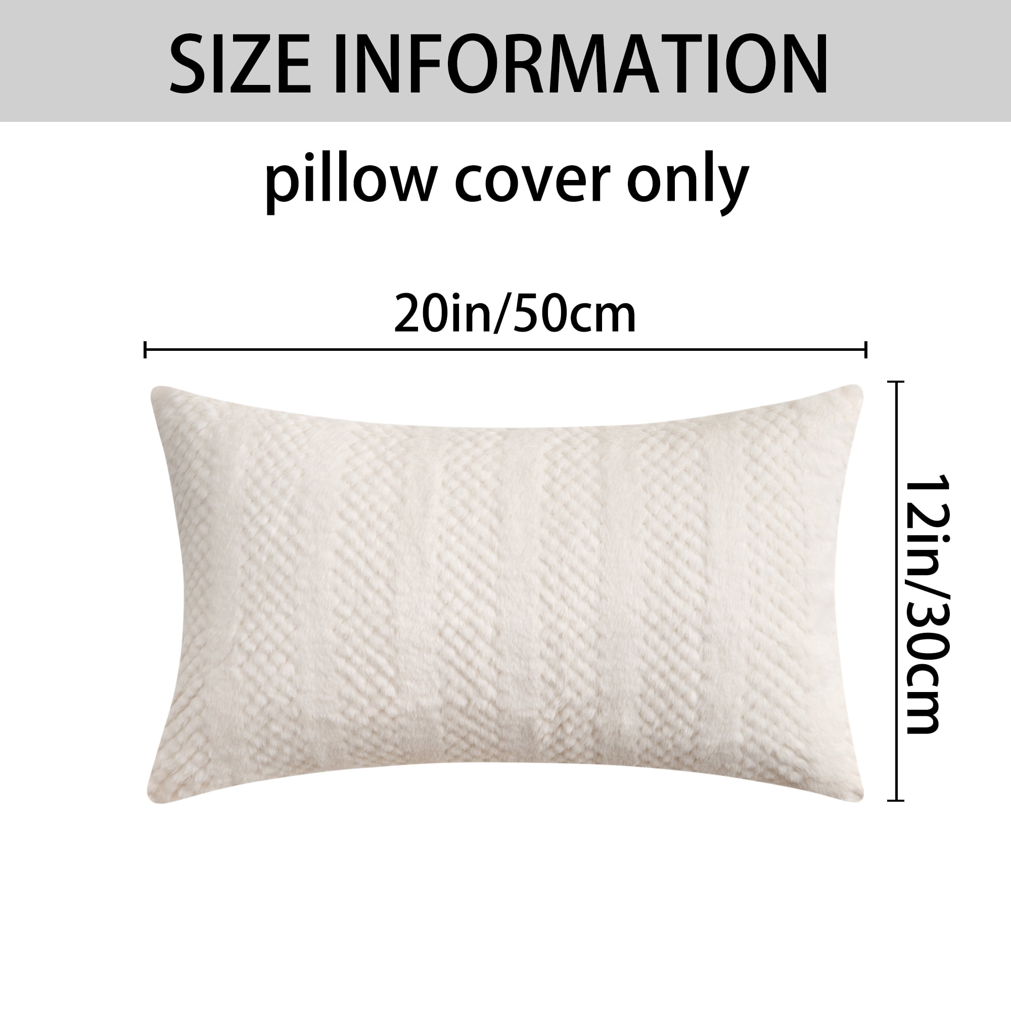 Unique Bargains Soft Plush Throw Pillow Covers Decorative White 12" x 20"