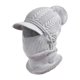 thumbnail image 4 of Gorro pasamontañas de punto, bufanda con protección contra pompones, orejeras, cálido Gris, 4 of 8