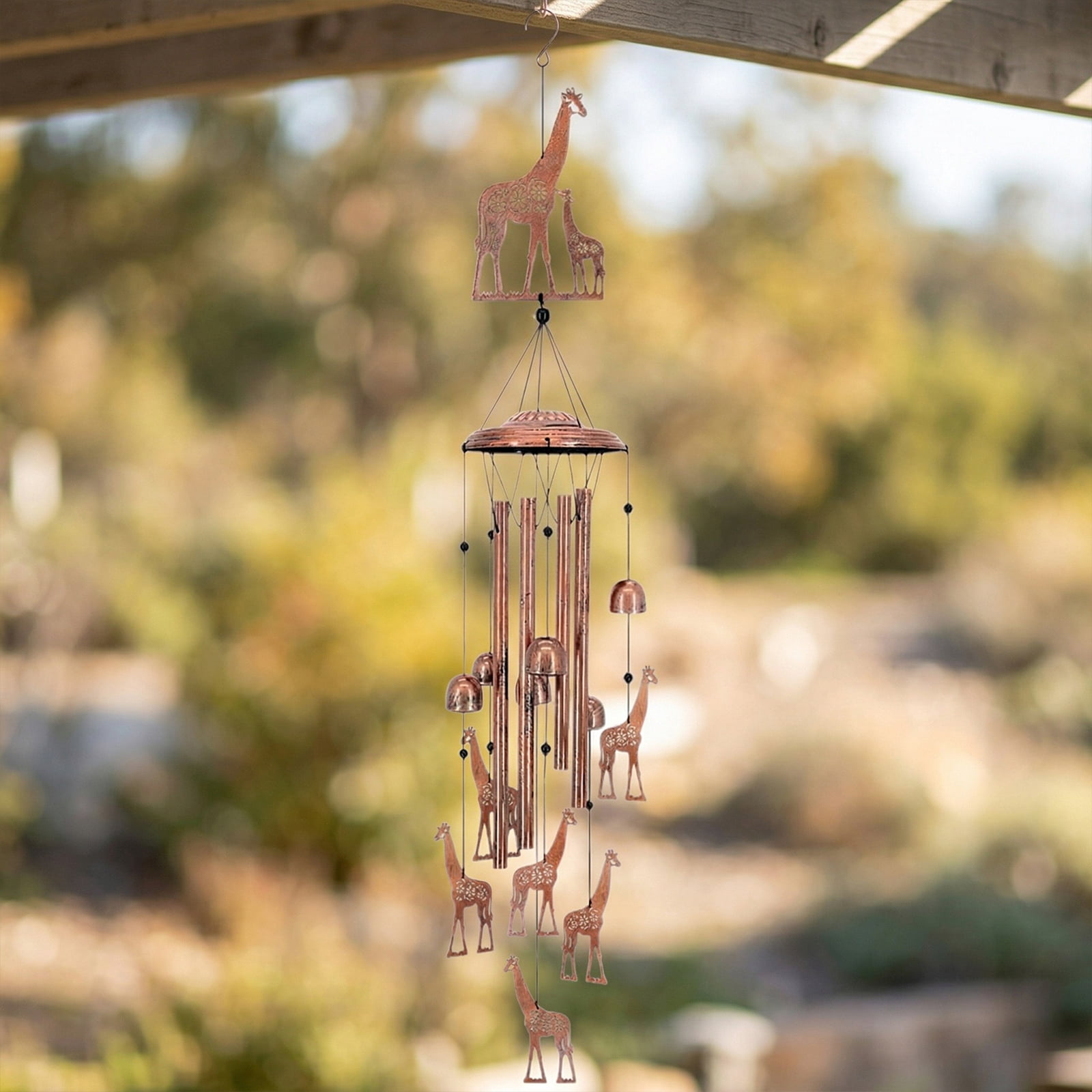 Yucurem Giraffe Wind Chime for Outside, Handmade Metal Garden Wind Chimes, Melodic Weatherproof Wind Bell for Patio Porch Decor