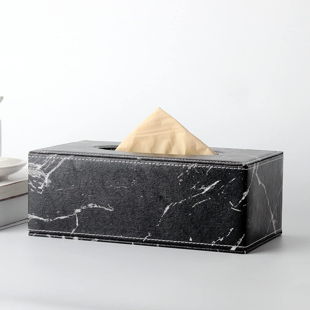 Housse De Boîte à Mouchoirs Rectangulaire En Cuir PVC - Déco Maison, Bureau | Fermeture 4 Fermoirs, Dimensions 20x12.5x11.5cm - 2