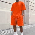 thumbnail image 5 of Men's 2 Piece Outfits Oversized Solid Color Short Sleeve Crew Neck T Shirt & Shorts Set Summer Casual Tracksuit, 5 of 5