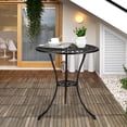 thumbnail image 2 of Durable Cast Aluminum Outdoor Garden Stool Table - Round 24 Inch Bistro Design - 2-Inch Umbrella Hole - All-Weather Construction - Ideal for Patio, Backyard, Porch, Pool, Balcony - Color: Black, 2 of 8