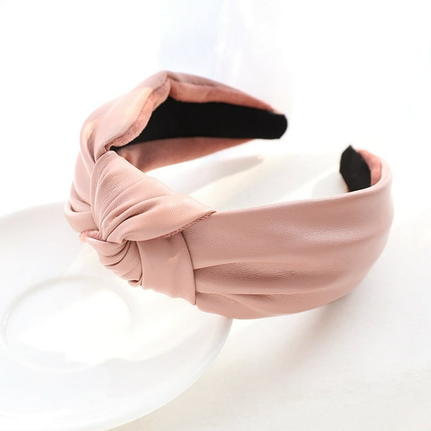 Las diademas para el cabello de mujer están hechas con un cómodo material antideslizante. La diadema rosa está de moda. Las diademas de color rosa intenso para mujer están anudadas. Diadema de piel sintética de larga duración. ER