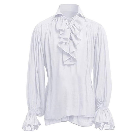 Men Bandage Long Mens White Dress Shirt Sleeve Shirt Gothic Man Big and Tall Mens Slim Fit Dress Shirts Blouse