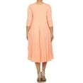 thumbnail image 4 of Women's Casual Plus Size Loose Fit 3/4 Sleeve Jersey Knit A-Line Solid Midi Dress, 4 of 4