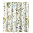 thumbnail image 5 of Dznils Green Floral Fabric Shower Curtain, Waterproof Bathroom Curtain with 12 Hooks, 72" x 72", 5 of 12
