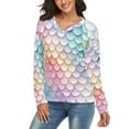 thumbnail image 3 of Beautiful Colorful Mermaid Scales V-neck Sweater Winter Clothes Long Sleeve Knitwear Sweater Women's Pullover, 3 of 5