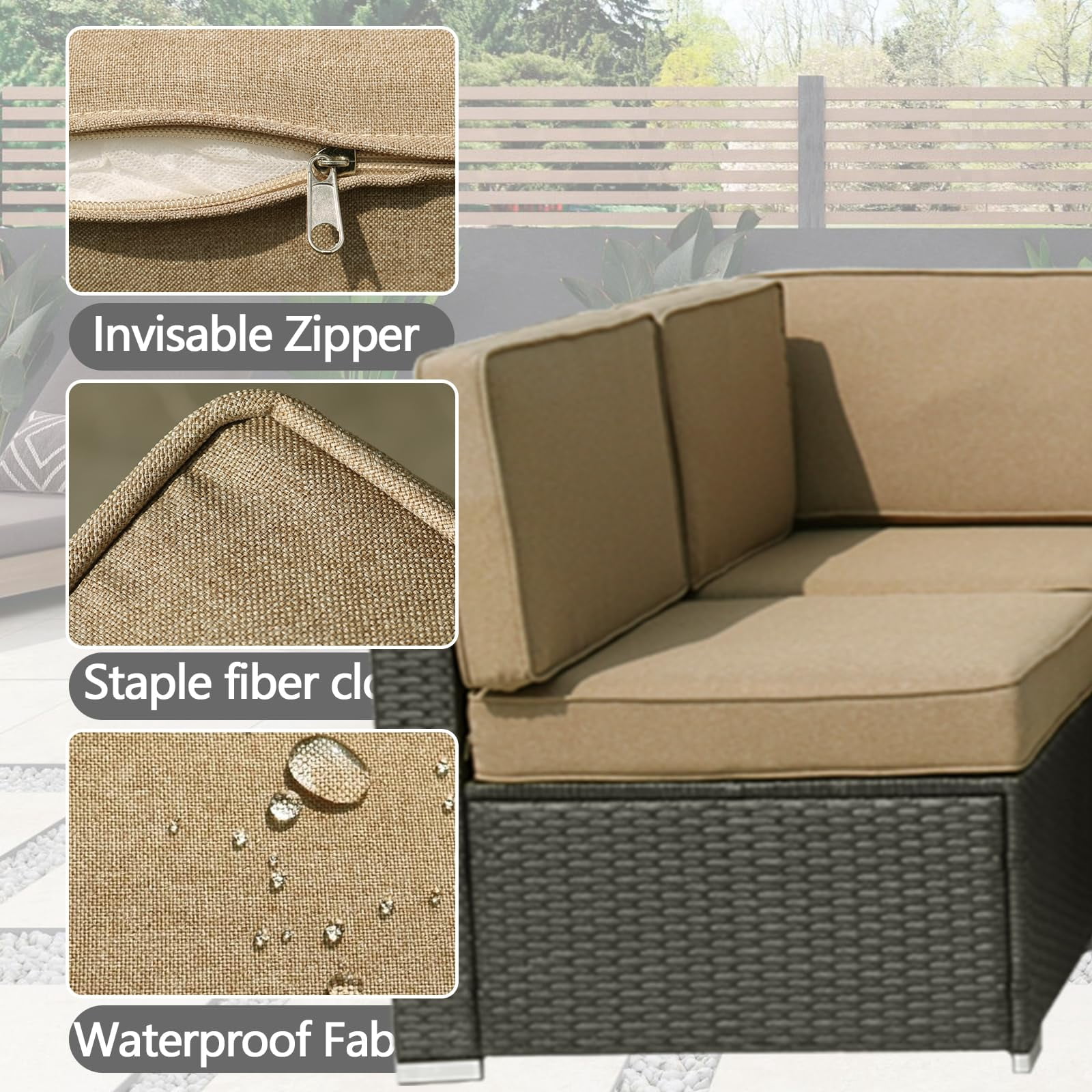 14 Pcs Patio Cushion Covers Replacement Outdoor Couch Cushions Covers Splashproof Sofa Slipcovers Set with Zippers,Patio Furniture Protector, Couch 3 Sizes, Covers Only