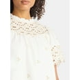 thumbnail image 5 of Time and Tru Women's Cotton Eyelet Top with Short Sleeves, Sizes XS-XXXL, 5 of 6