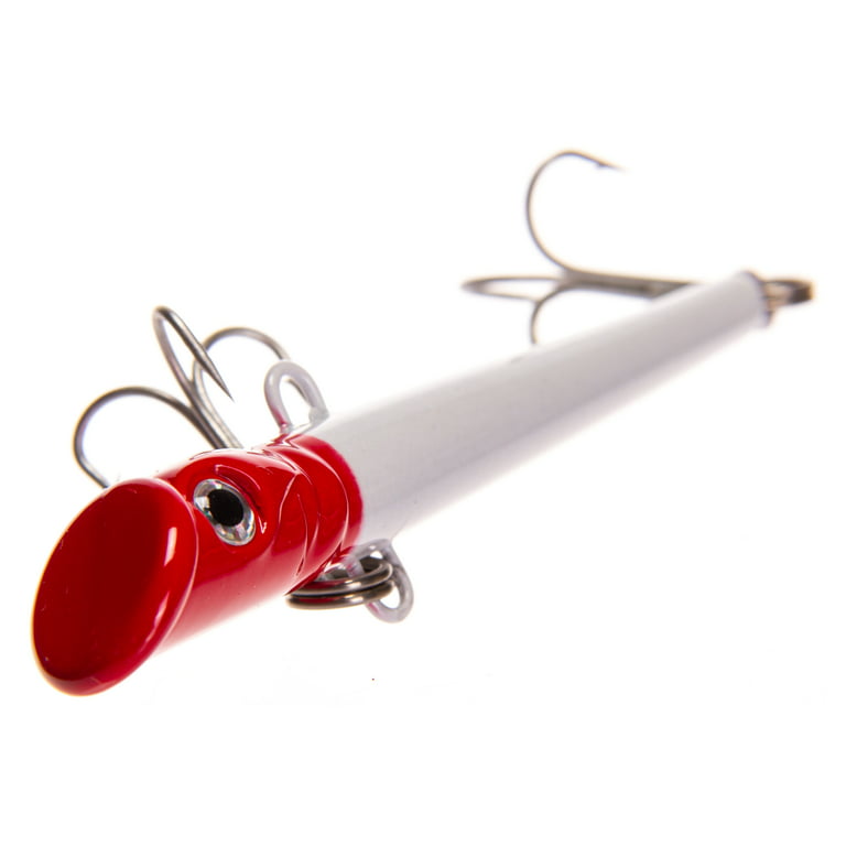 Ozark Trails 1 ounce Saltwater Inshore Fishing Jigging Lure, In fish  attracting colors. Red head White body color. 