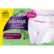 Always Discreet Incontinence Max Protection Underwear, SM/MED, 32 ct
