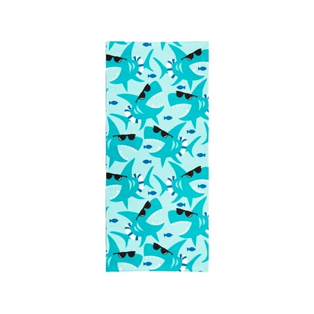 Love The Beach Printed Velour Beach Towel Shark Party Design 30x60in. Buy One or a Case of 24
