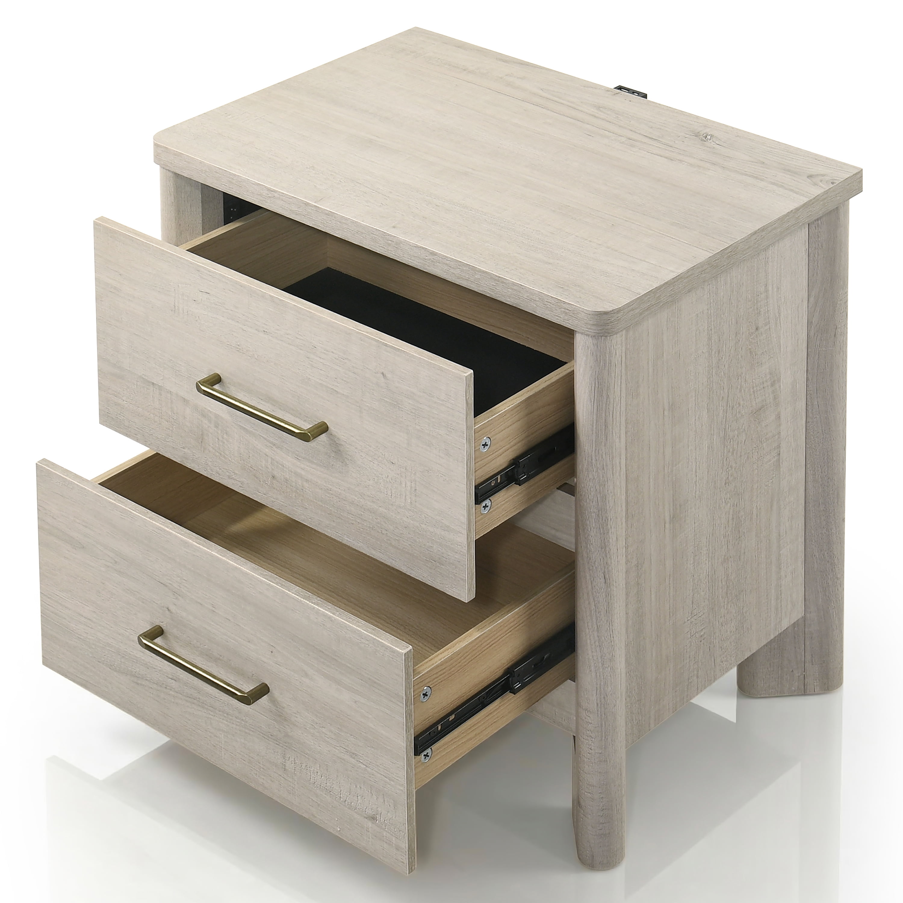 Furniture of America Gracie Modern Wood 2-Drawer Kids Nightstand with USB Ports, Cool Beige