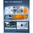 thumbnail image 6 of Nilight Headlight Assembly Compatible for 1999 2000 2001 2002 2003 2004 2005 2006 GMC Sierra Yukon, Smoke Bumper Light Chrome Housing Amber Corner Clear Lens, Headlights Assembly Replacement, 6 of 8