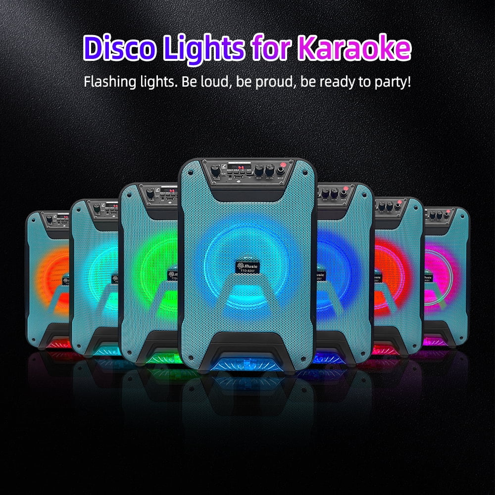 8" Subwoofer PA System Bluetooth Speaker - Portable Trolley, Wireless Voice Changer Mic, Party LED Lights, TWS, 4-5H Battery, for Karaoke/Parties/Lectures/Indoor/Outdoor