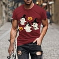 thumbnail image 1 of Pisexur Chemises pour Hommes Chandail pour Hommes Blouse/t-Shirt d'Halloween Imprimé à Col Rond à Manches Courtes Rouge, 3TG, 1 of 5
