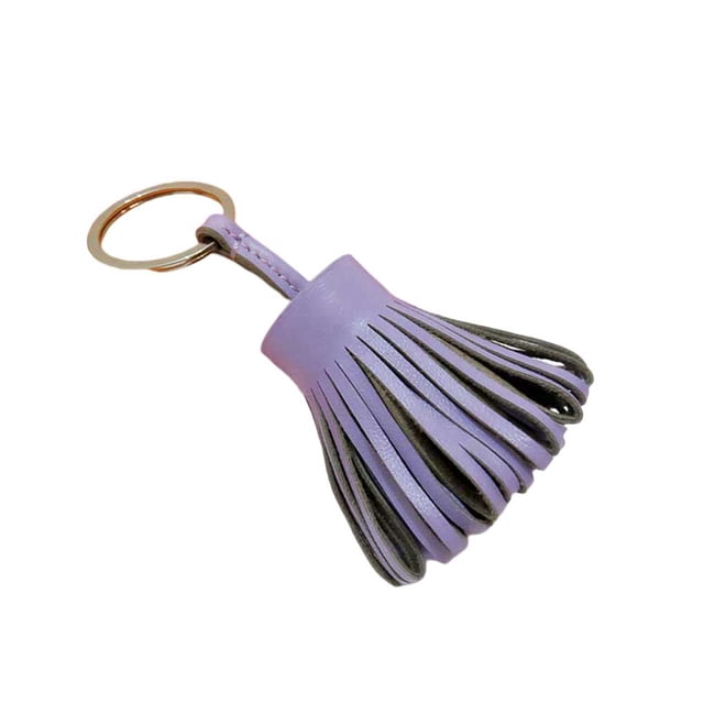 Llavero decorativo Jumpingount colgante de cuero borla hecho a mano color Púrpura claro