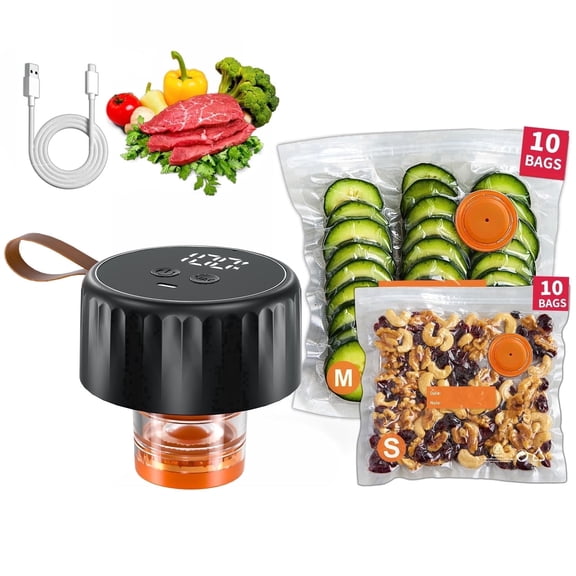 Electric Mason Jar Vacuum Sealer Kit, Automatic Jar Sealer for Wide and Regular Mouth Mason Jars, Portable Cordless for Canning,Food Storage,Includes 20 Vacuum Sealer Bags