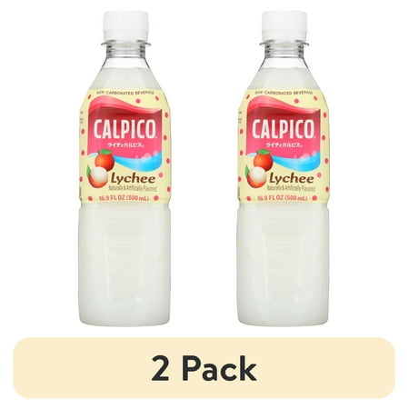 (2 pack) Asahi Beverage Company Calpico Lychee Flavored Non-Carbonated Soft Drink 16.9 fl oz 1 Count Plastic Bottle Smooth