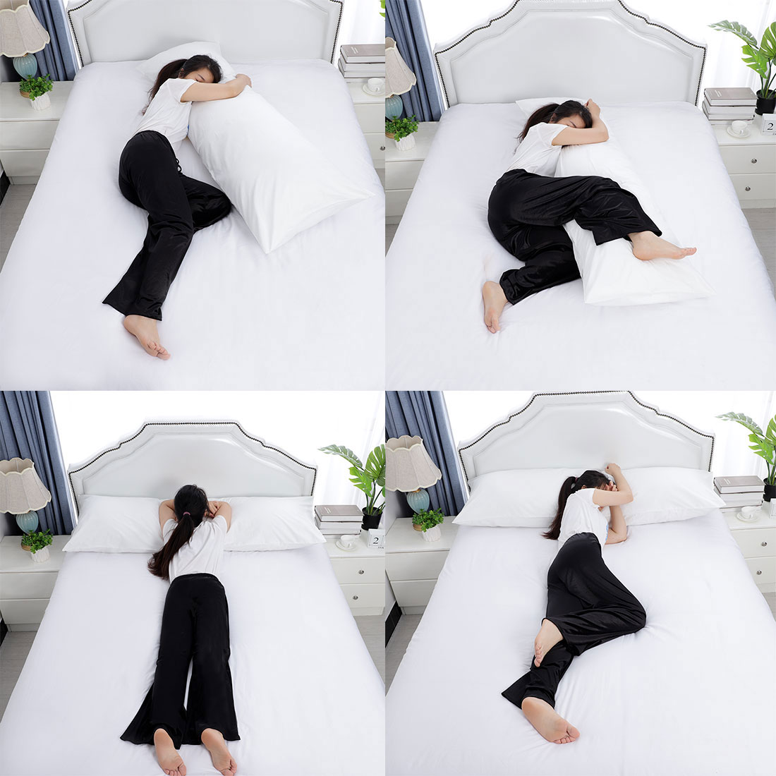 Unique Bargains 300TC Cotton Body Pillow Cover Case, 21" x 55"