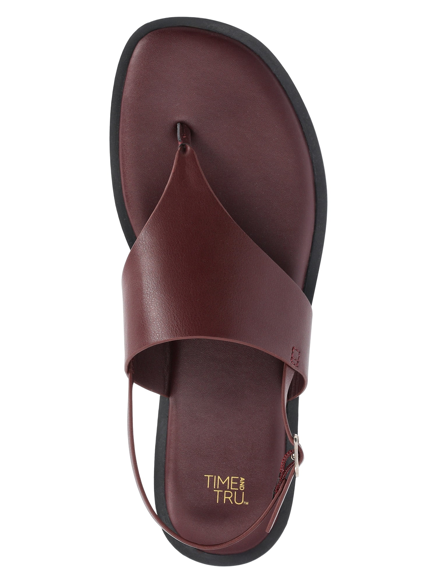 Time and Tru Women's Hooded Faux Leather Thong Sandals