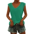 thumbnail image 1 of MIASHUI Débardeurs Décontractés pour Femmes Tendance à Col en V Sans Manches Coupe Ample, Vert, P, 1 of 4