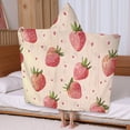 thumbnail image 5 of Strawberry Plants Fruit Heart Beige Pattern Hooded Bath Towel，60"x35" for Ages 3 To 12 Kids, Quick Dry Lightweight Soft Microfiber Hood Beach Towel Cover Up for Kids, 5 of 7